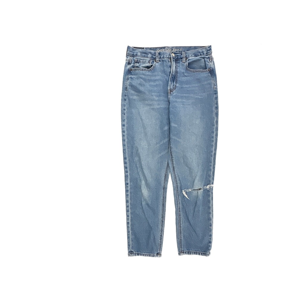 American Eagle Mom Jean Womens 6 Short Medium Wash Distressed High Rise Denim